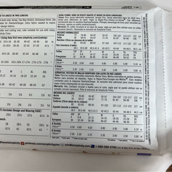 Simplicity Sewing patterns 1154 size XXS through XXL Wrap, twist and tie dress - Picture 5 of 6